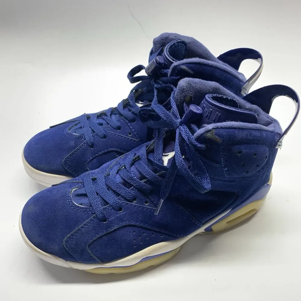 Air Jordan Retro Shoes Mens 8.5 Royal Blue Suede High Top Basketball 384664